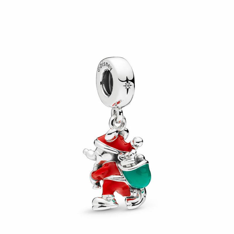 Pandora Disney Santa Mickey & Gift Bag Dangle Charm Outlet NZ, Sterling Silver (807621-YNU)